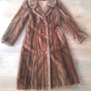 Vintage TISSAVEL of FRANCE Faux Fur Coat Brown/ Tan Small